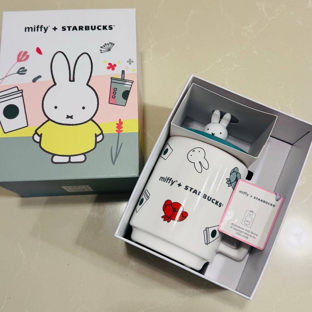 NEW Starbucks Miffy 14oz Ceramic Mug 3D Rabbit Lid 2026 Limited Edition NIB